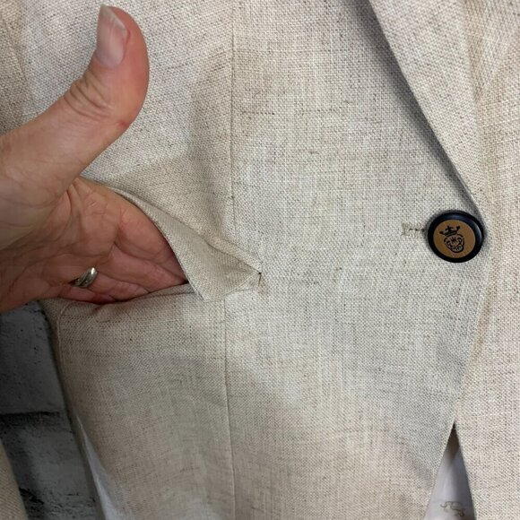 Dalia Linen Cotton Blend Structured One Button Blazer NWOT - Picture 5 of 12